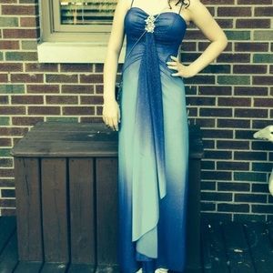 A blue sparkle ombré prom dress, worn once